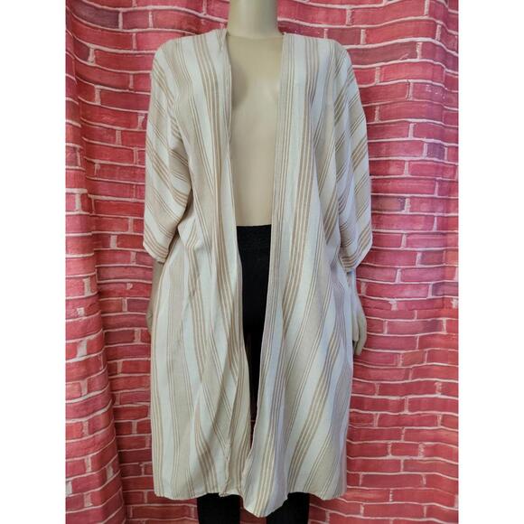 Universal Thread Ruana kimono Cape Poncho yellow Striped OSFM NWT #C - Picture 9 of 9